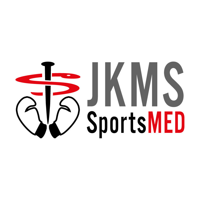Logo von JKMS SportsMED mit zwei Hanteln und medizinischem Symbol.