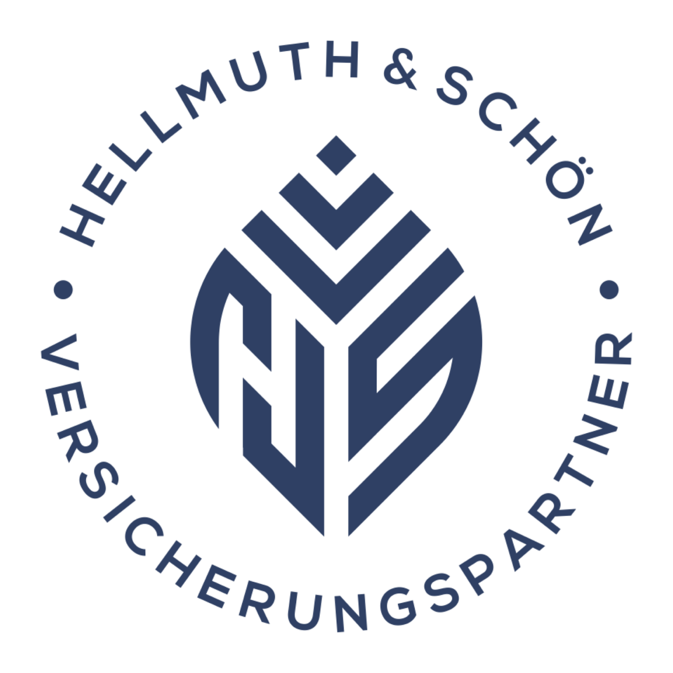 Logo von Hellmuth & Schön, Versicherungspartner, in Blau und Weiß.