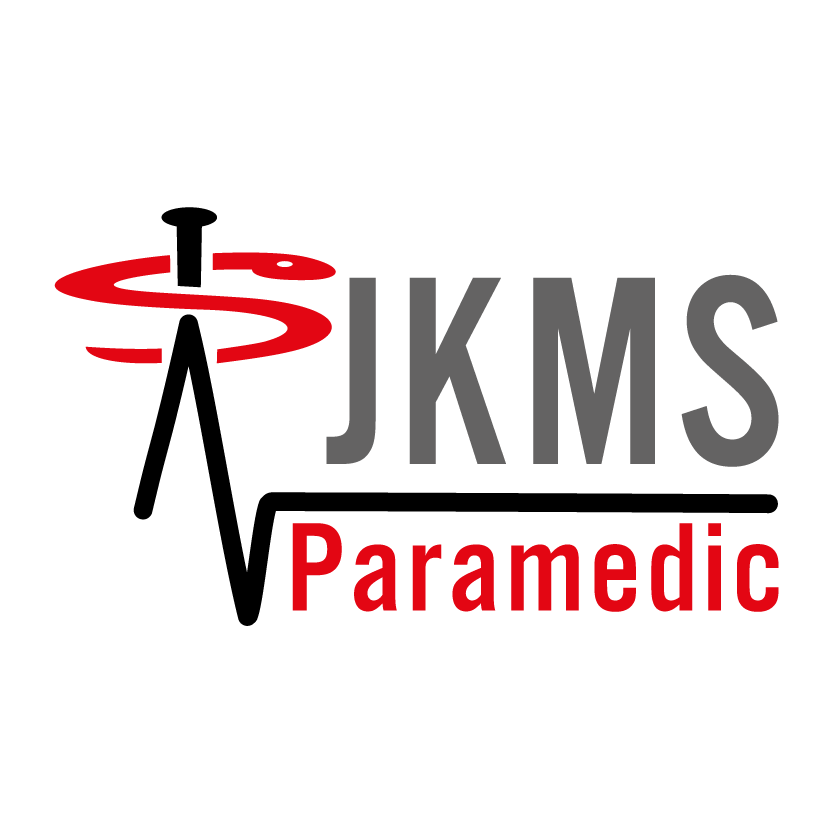 Logo von JKMS Paramedic mit stilisiertem Stethoskop und Herzschlag-Graph.